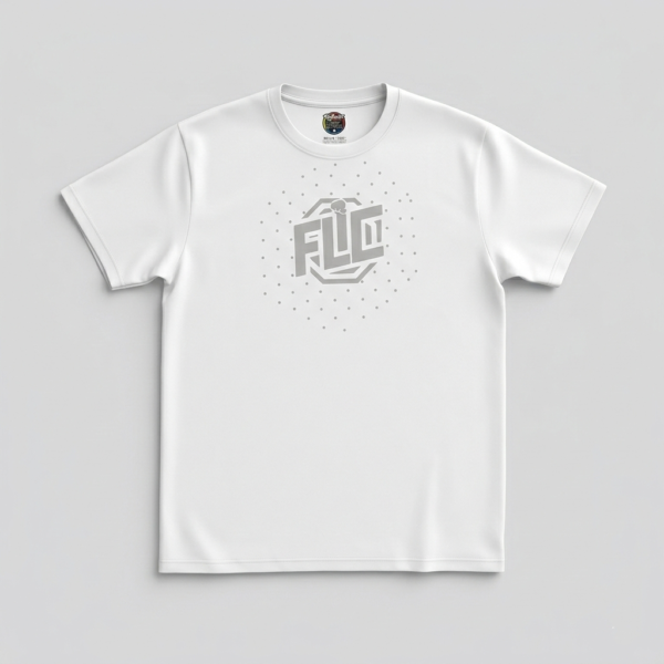 Playera blanca hexágono FLC